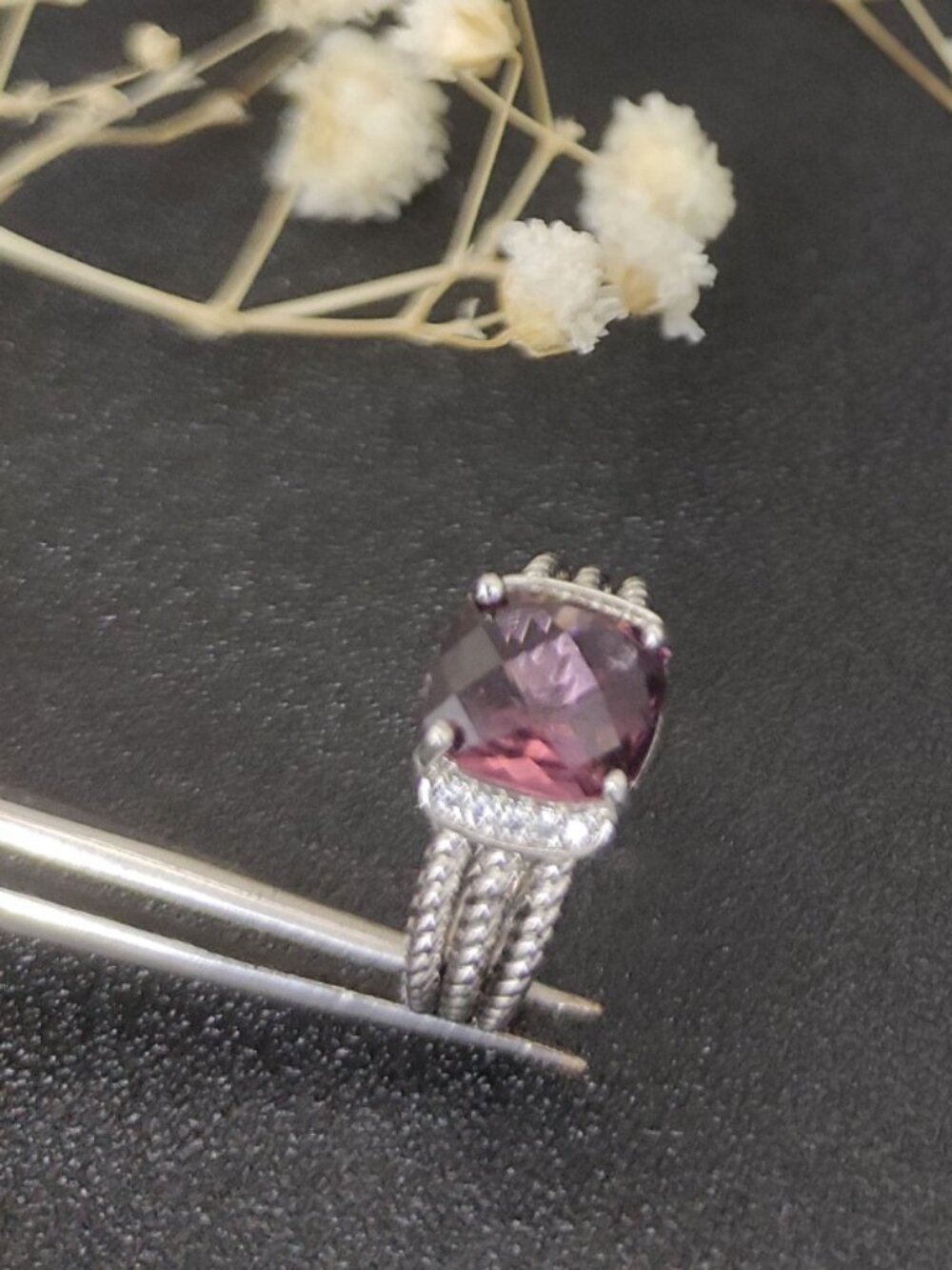 ⌚⌚⌚David Yurman Purple Diamond Ring, Size: 6-7-8-9 - Picture 3 of 5